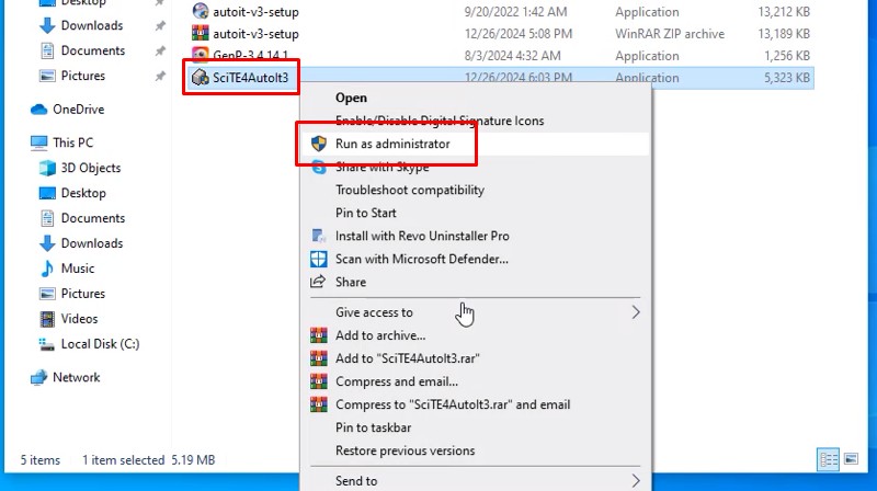 Chạy file bằng admin như hình