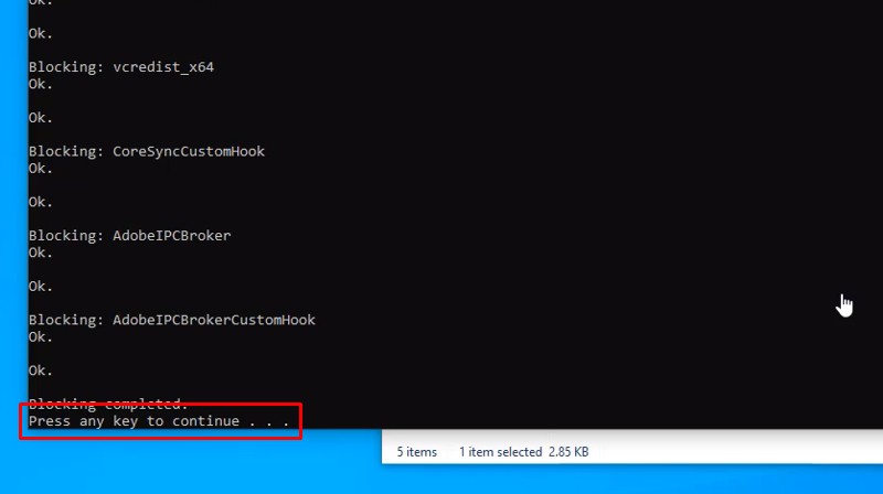 bấm phím bất kì để hoàn thành