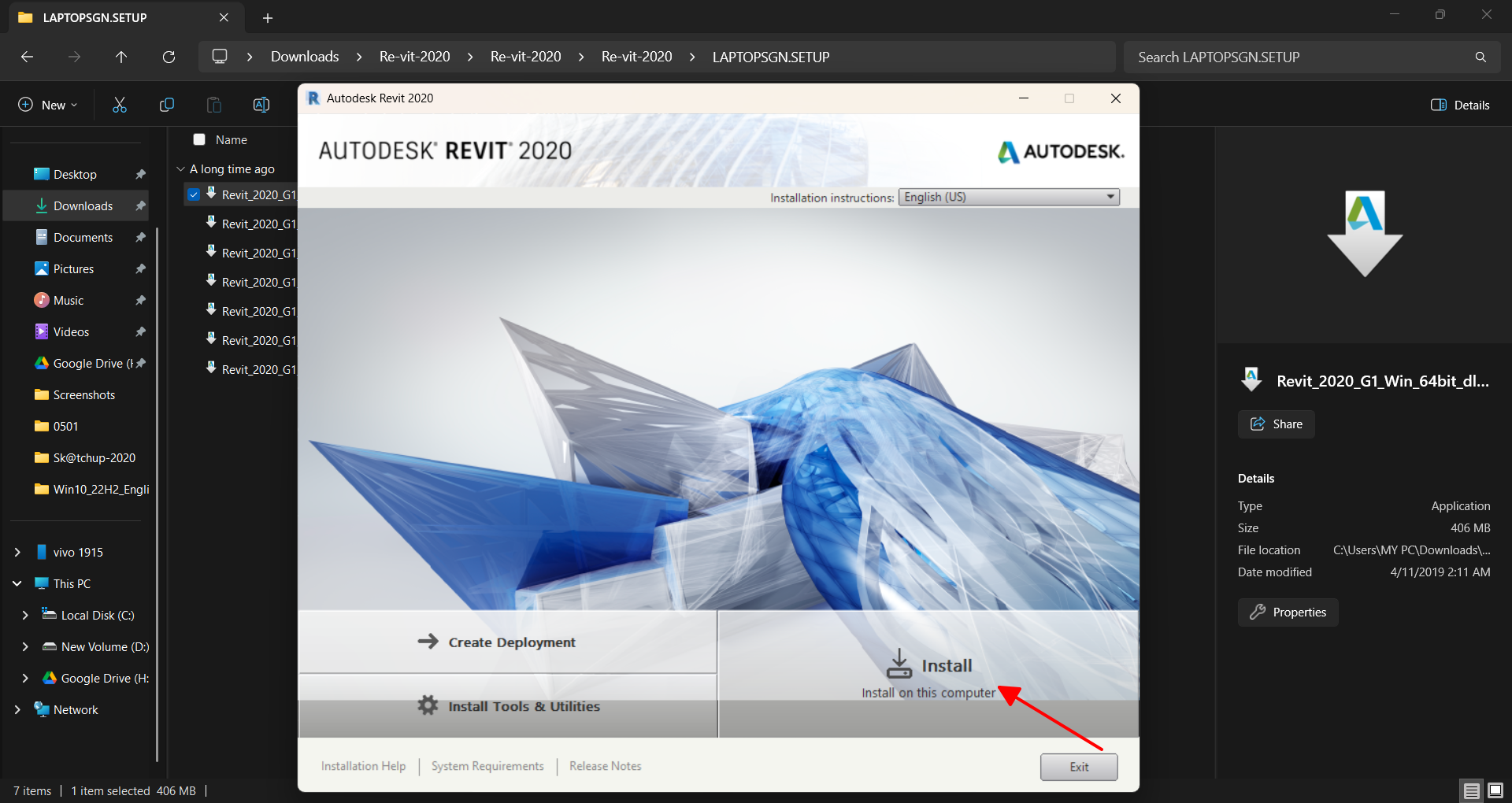 Cài đặt revit 2020 laptop SGN