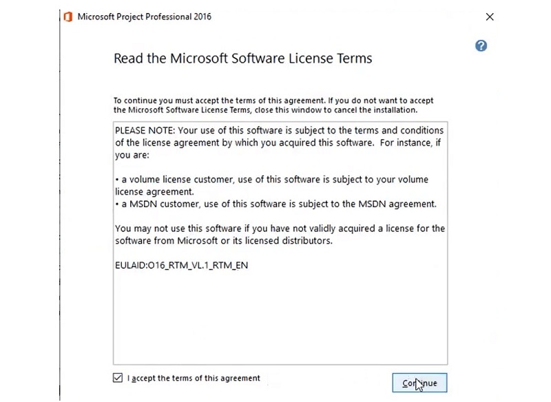 Nhấn nút Continue