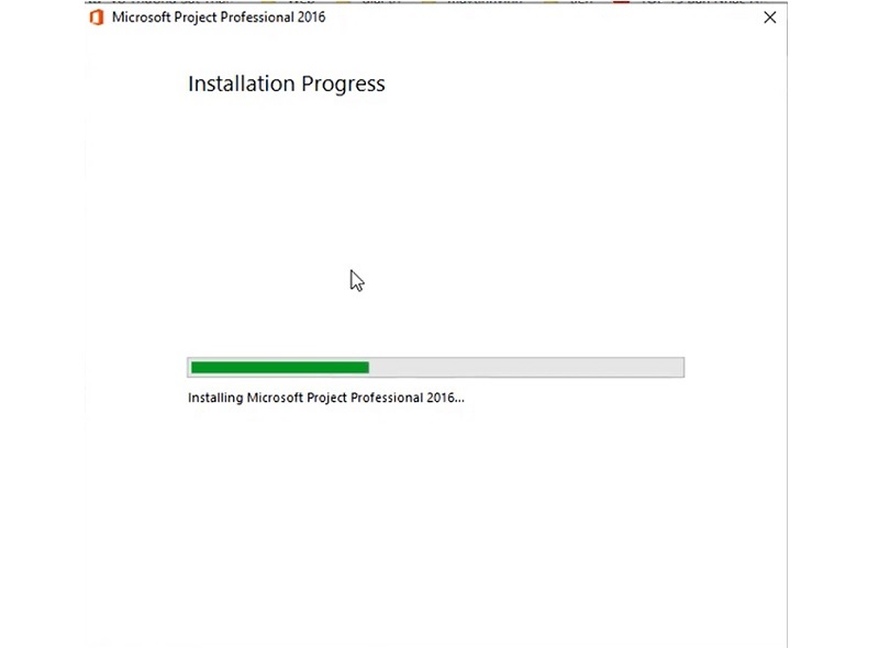 Chờ đợi trong giây lát cho đến khi quá trình cài đặt project 2016 full crack được hoàn tất
