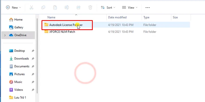 vào thư mục như hình